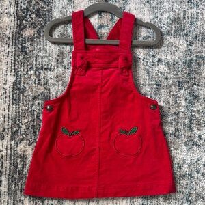 Red Apple Embroidered Kids Overalls